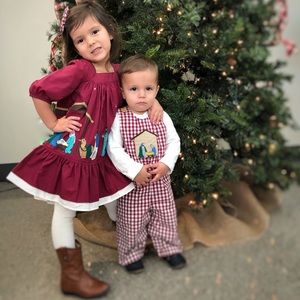 Eleanor rose cranberry silent night sibling set